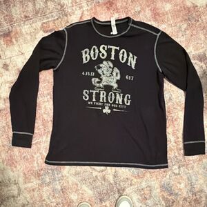 Canvas Boston Strong Black Graphic Print Crew Neck Long Sleeve T-Shirt XXLarge